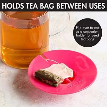 Primula Tea Bag Buddy, Silicone Tea Bag Holder & Squeezer, Easy to Use, Mess Free, Dishwasher Safe, Pink