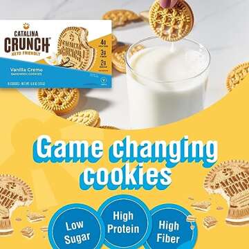 Catalina Crunch Vanilla Crème Sandwich Cookies, Healthy Snacks for Kids & Adults, Vegan, Low Sugar ...