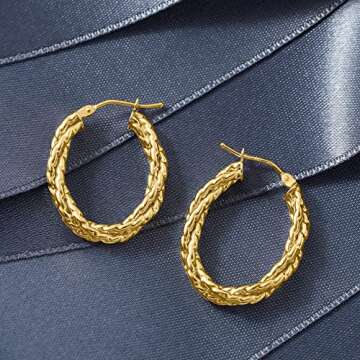 Ross-Simons Italian 14kt Yellow Gold Twisted Oval Hoop Earrings