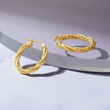 Ross-Simons Italian 14kt Yellow Gold Twisted Oval Hoop Earrings