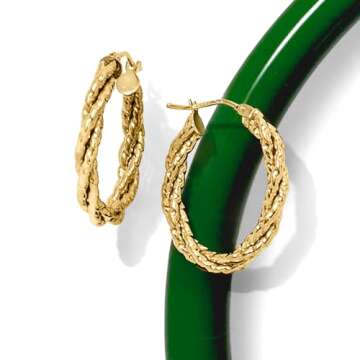 Ross-Simons Italian 14kt Yellow Gold Twisted Oval Hoop Earrings