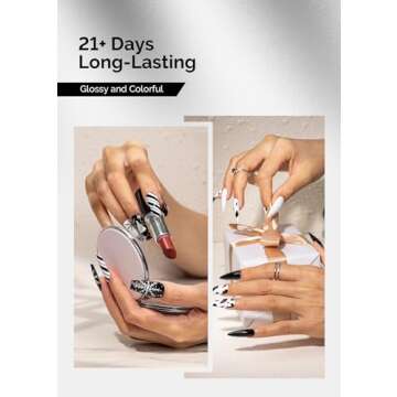 MelodySusie Black & White Gel Nail Polish Set - 2 Pcs