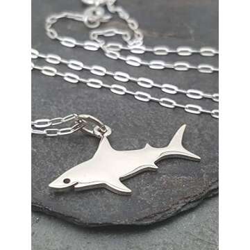 Sterling Silver Great White Shark - Self Confidence and Power - Nautical and Marine Themed Charm Necklace, 18"