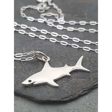 Sterling Silver Great White Shark - Self Confidence and Power - Nautical and Marine Themed Charm Necklace, 18"