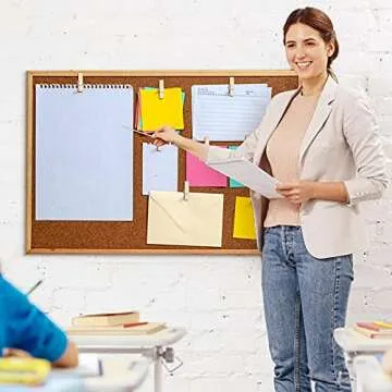 100Pcs Push Pin with Wooden Clips Tacks for Cork Board Artwork for Bulletin Board Crafts Arts Projects Photo Supplies(Wood Color)