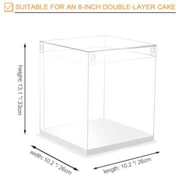 8 Pcs 10x10x12Inch Clear Cake Box, PET Tall Cake Boxes, Clear Gift Boxes for 8 Inch Cake, Bakery Tra...