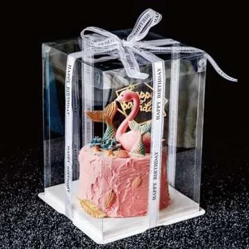 8 Pcs 10x10x12Inch Clear Cake Box, PET Tall Cake Boxes, Clear Gift Boxes for 8 Inch Cake, Bakery Transport Container Cake Display Box for Birthday Wedding Party