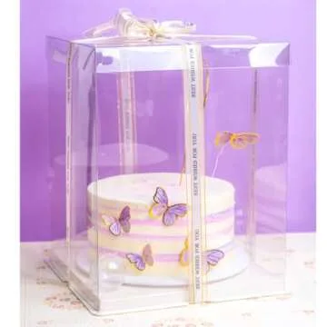 8 Pcs 10x10x12Inch Clear Cake Box, PET Tall Cake Boxes, Clear Gift Boxes for 8 Inch Cake, Bakery Transport Container Cake Display Box for Birthday Wedding Party