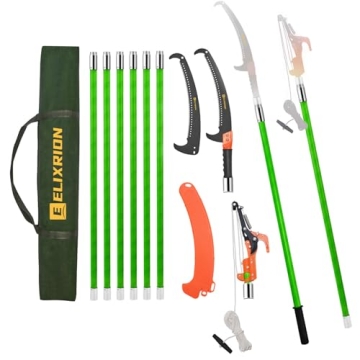 ELIXRION 27 Feet Extendable Pole Saw – Effortless Tree Trimming Set with Storage Bag