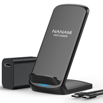 NANAMI Fast Wireless Charger - Qi Certified 10W Charging Stand with Adapter