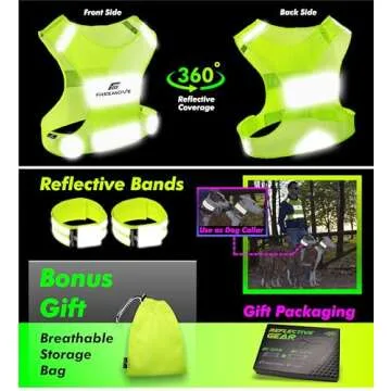 FREEMOVE Reflective Vest Running Gear + 2 Bands & Bag/Ultralight & Comfy Safety Vests with Front Zip Pocket > High Visibility Reflector > for Men, Women > Running, Dog Walking or Cycling