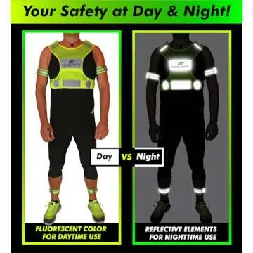 FREEMOVE Reflective Vest Running Gear + 2 Bands & Bag/Ultralight & Comfy Safety Vests with Front Zip Pocket > High Visibility Reflector > for Men, Women > Running, Dog Walking or Cycling