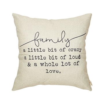 Fjfz Family a Little Bit of Crazy Decorative Throw Pillow Covers, Farmhouse Quote Home Rustic Decora...