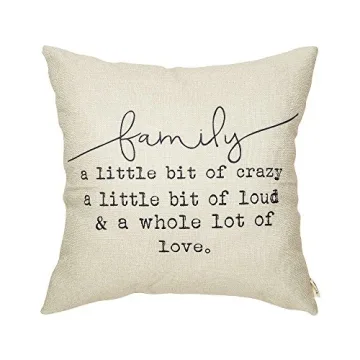 Fjfz Family a Little Bit of Crazy Decorative Throw Pillow Covers, Farmhouse Quote Home Rustic Decora...