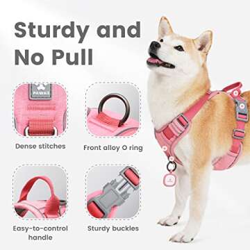 Pawaii Dog Harness for Small Dogs, Dog Harness with Pet ID Tag, No Choke Dog Harness, Adjustable Soft Padded Pet Vest with Easy Control Handle