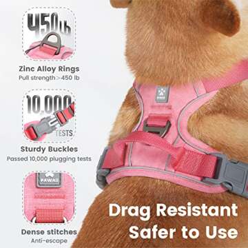 Pawaii Dog Harness for Small Dogs, Dog Harness with Pet ID Tag, No Choke Dog Harness, Adjustable Soft Padded Pet Vest with Easy Control Handle