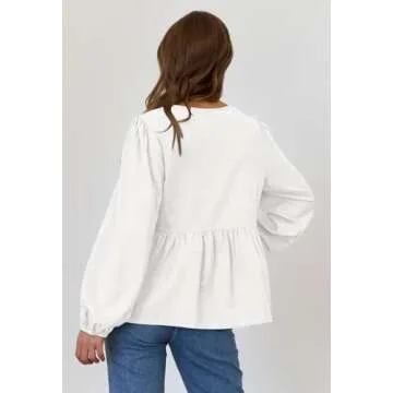Chic Puff Sleeve Tie Front Blouse for Women