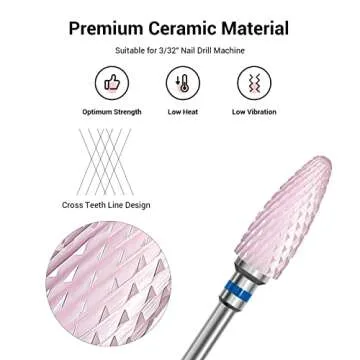 Professional Pink Ceramic Nail Drill Bit for Manicure & Pedicure | Medium Grit | 3/32" Shank Size