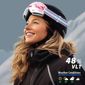 ZABERT Women Pink Ski Goggles, Snow Snowboard Goggles for Women Youth, Over Glasses OTG Anti-fog for...