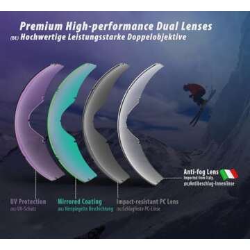 ZABERT Women Pink Ski Goggles, Snow Snowboard Goggles for Women Youth, Over Glasses OTG Anti-fog for Skiing Snowboarding Snowmobile Pink Green