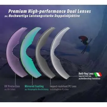 ZABERT Women Pink Ski Goggles, Snow Snowboard Goggles for Women Youth, Over Glasses OTG Anti-fog for Skiing Snowboarding Snowmobile Pink Green