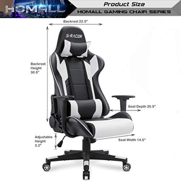 Homall Gaming Chair Ergonomic Adjustable Swivel Office Chair