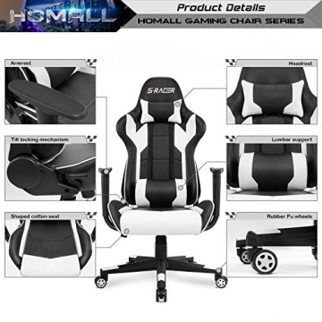 Homall Gaming Chair Ergonomic Adjustable Swivel Office Chair
