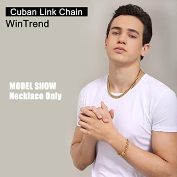 Gold Cuban Link Chain Necklace for Men 18K Stainless Steel