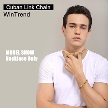 Gold Cuban Link Chain Necklace for Men 18K Stainless Steel