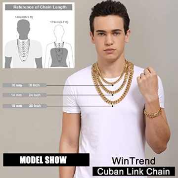Gold Cuban Link Chain Necklace for Men 18K Stainless Steel