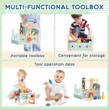 Asweets Kids Tool Bench, 32 PCS Wooden Play Set