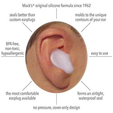 Mack's Pillow Soft Silicone Earplugs - Moldable & Waterproof for All Occasions