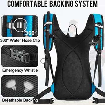 SharkMouth Hiking Hydration Backpack with Bladder - Insulated Water Backpack with 2.5L Reservoir - Lightweight Hydration Pack for Hiking Running Biking Cycling Blue