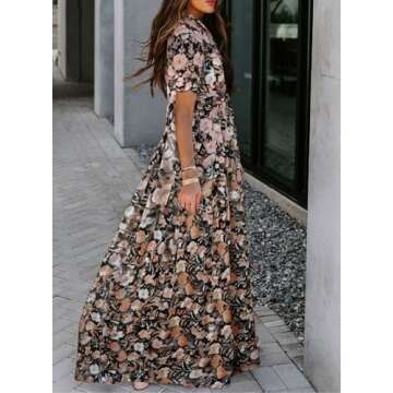 Stylish BLENCOT Women's Deep V Neck Floral Maxi Dress for Summer Events