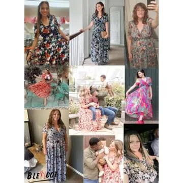 BLENCOT Women's Summer Floral V Neck Dress for Weddings