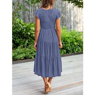 Shop MEROKEETY Women's Flutter Midi Dress - Style & Comfort