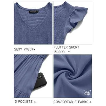 Shop MEROKEETY Women's Flutter Midi Dress - Style & Comfort