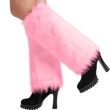 Nanxson Women's Furry Leg Warmers in Pink for Winter Fashion