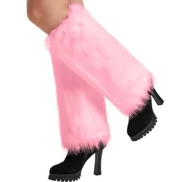 Nanxson Women's Furry Leg Warmers in Pink for Winter Fashion