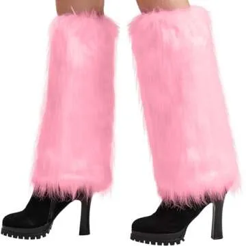 Nanxson Women's Furry Leg Warmers in Pink for Winter Fashion