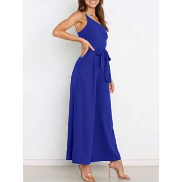 ANRABESS Women Summer Dressy Jumpsuits One Shoulder Sleeveless Casual Wide Leg Pants Romper Jumper 2...