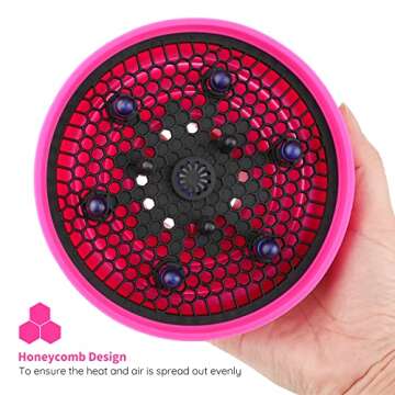 Segbeauty Travel Foldable Hair Diffuser, Collapsible Portable Hair Diffuser Easy for Natural Fine Thick Hair, Universal Blow Dryer Attachment for Blow Dryer with Nozzle 1.65-1.77In (Rose Red)