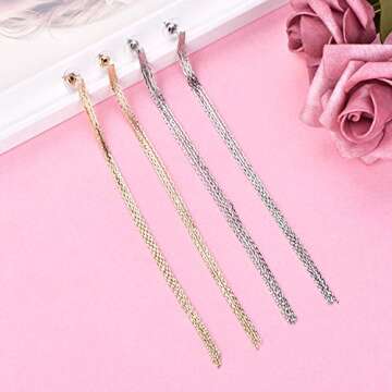 Starchenie Long Tassel Dangle Earrings Gold Drop Threader Earrings Jewelry for Women