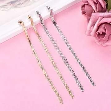 Starchenie Long Tassel Dangle Earrings Gold Drop Threader Earrings Jewelry for Women