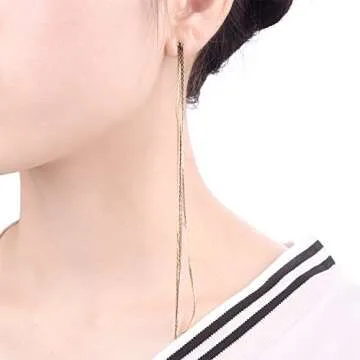 Starchenie Long Tassel Dangle Earrings Gold Drop Threader Earrings Jewelry for Women