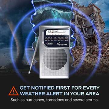 NOAA Weather Radio - Emergency NOAA/AM/FM Battery Operated Portable Radio with Best Reception and Lo...