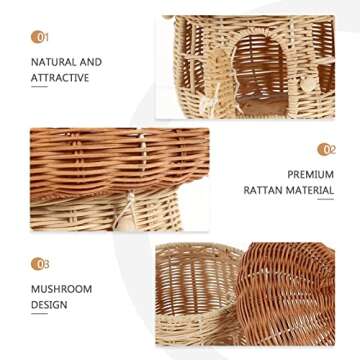 MAGICLULU 1pc Natural Rattan Mushroom Storage Basket Creative Handmade Rattan Storage Basket with Ha...