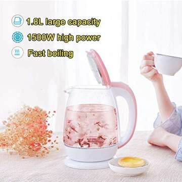 PHULJHADI Glass Electric Kettle - Fast Boiling, BPA-Free, Auto-Off, 1.8L