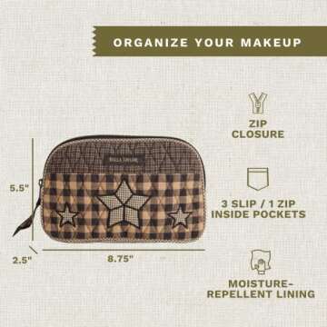 Bella Taylor Quilted Makeup Pouch for Travel Essentials
