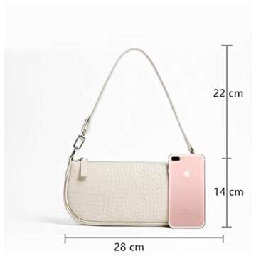 Barabum Retro Classic Clutch Shoulder Tote HandBag with Zipper Closure for Women (White)